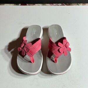 Clarks Pink Flower-Embellished Sandals